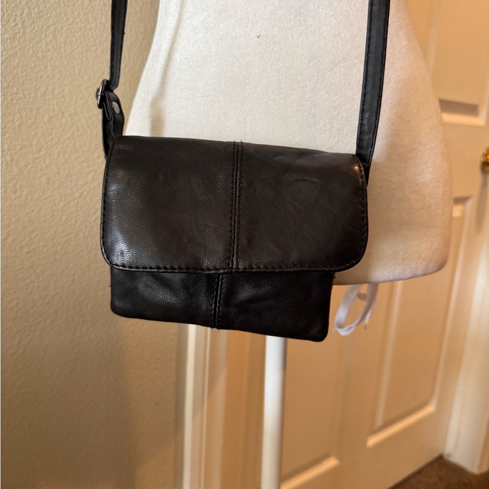 Black Leather Small Crossbody Bag